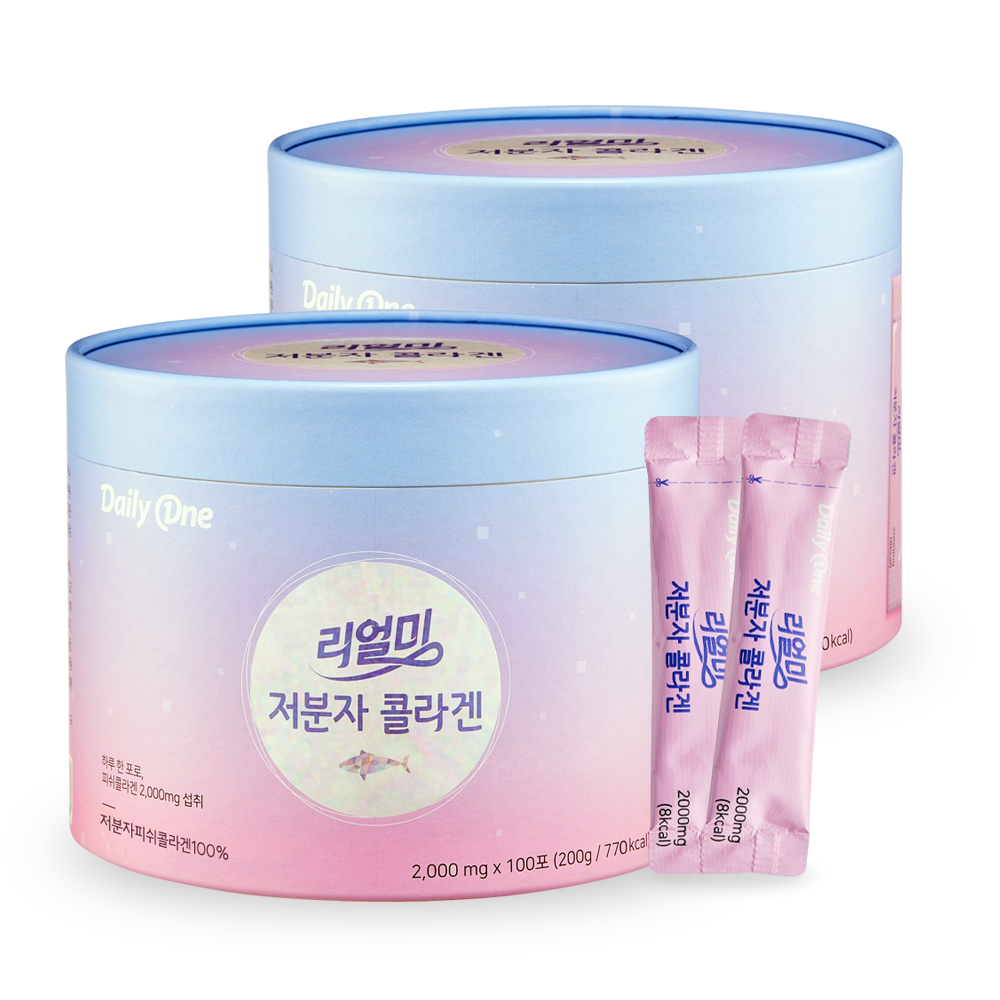 <b>데일리원</b> 리얼미 <b>저분자</b> <b>콜라겐</b> <b>피쉬</b> 어류 대용량 2,000mg X 100포 2통