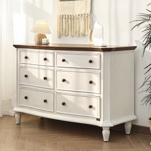 바네스데코 원목 프렌치 수납 광폭 와이드 3단 체스트 서랍장