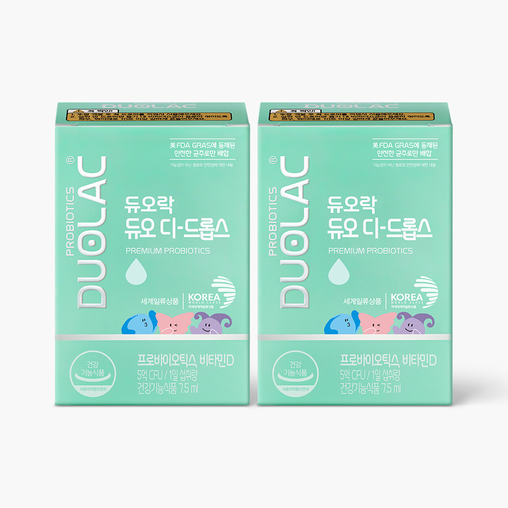 듀오락 듀오 디 드롭스 아기 베이비 드롭 유산균 비타민D 100% 7.5ml, 2개