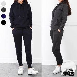 여성 기모트레이닝복 기모후드조거세트 투피스 트레이닝 루즈핏 남녀공용 홈웨어 운동복