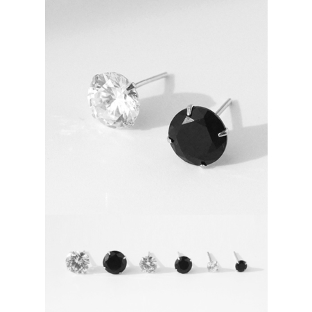 925은침 다이아몬드 컷팅 4, 6, 8mm 크리스탈 심플 실버 귀걸이