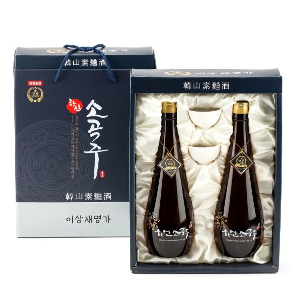 이상재명가 한산소곡주 전통주 선물세트(생주16도) 750mlx2+전용잔2개 서천 명절선물