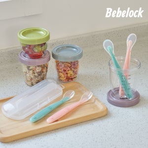 베베락 엘파 실리콘 피딩 이유식 스푼세트 (실리콘 피딩스푼2P+케이스1P)