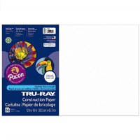 Tru-Ray 컨스트럭션 페이퍼 미술 만들기 공작용 색판지 종이 12x18인치 50매, 화이트 컬러