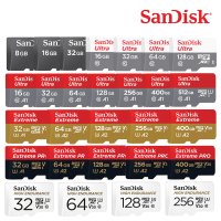 샌디스크 마이크로 SD메모리 카드 블랙박스 액션캠 고프로 핸드폰 스마트폰 휴대폰 갤럭시 8 16 32 64 128 256 512