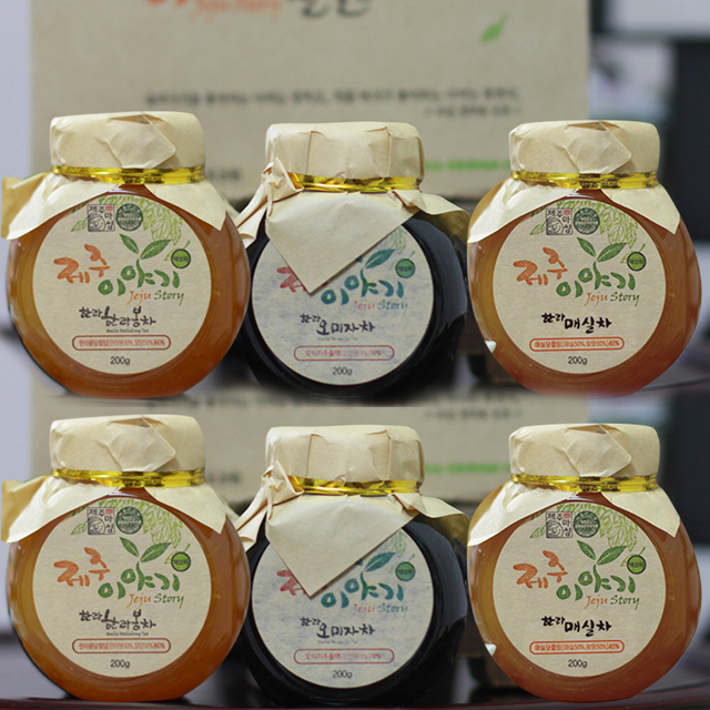 [제주이야기] 꼬마200g 6종 한라봉+오미자+매실 선물세트 명절선물 수제청 수제차 설날