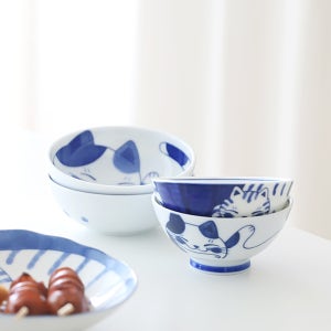 블루네코 어린이 공기대접 2P 줄무늬 작은 밥그릇