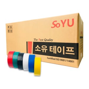 소유 국산 PVC 전기 절연테이프 광폭 6가지색상 19mm x 10M 500개입