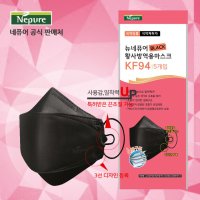 [무료배송]네퓨어 블랙 KF94 50매 미세먼지/황사 끈조절 마스크 대형 블랙마스크