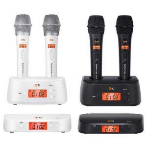 TJ미디어 태진 TMW-100 노래방 무선마이크 2채널 충전식 최장시간 사용