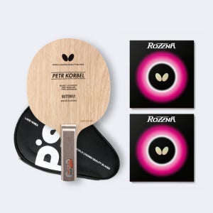 (케이스포함) 버터플라이 탁구라켓 코르벨 + 로제나 ST(일자형) 러버조합