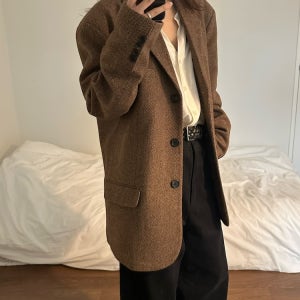 [단독진행/ 하이퀄리티] 울 헤링본 클래식 자켓 / 블랙, 브라운