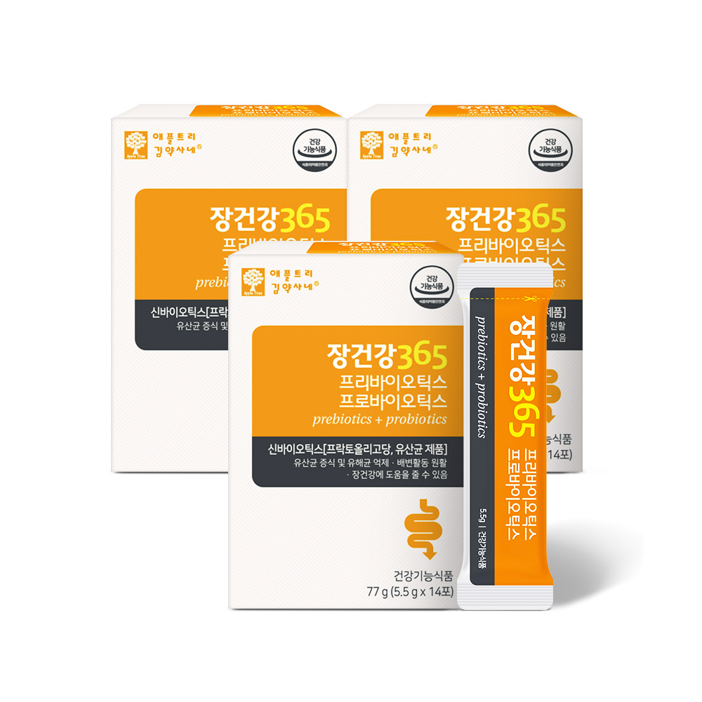 유산균 <b>장건강365</b> <b>애플트리김약사네</b> <b>프로바이오틱스</b> 14포, 3개