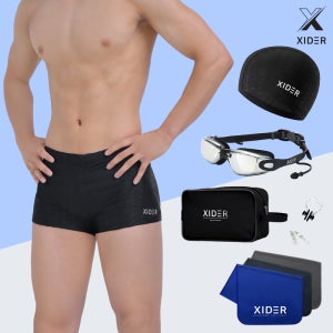 자이더 남자실내수영복세트 3부 7종 프리미엄 수영모자 수경 수영가방 귀마개 코클립 스포츠타올 S904