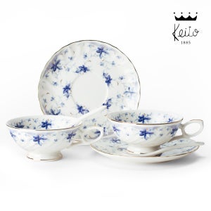 게이또 블루벨 2인 홍차잔세트 6P 예쁜 도자기 일본 명품 수입 커피잔 [더스트백]