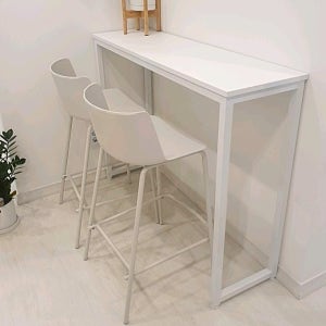 푸른숲 페트 홈바 테이블 아일랜드 홈 까페 좁은 식탁 800x350x750 화이트다리