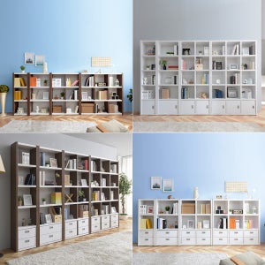 제이픽스 플레어 3단 5단 원목 책꽃이 슬림 틈새 와이드 오픈 서랍 책장 틈새 3단 400 책장 오픈형