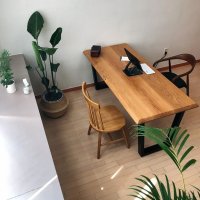 [오크 우드슬랩] 화이트 오크 우드슬랩 식탁 카페 테이블 맞춤제작원목테이블