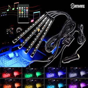SB 12V 자동차 RGB 소리반응댄싱 LED바 풋등 키트 세트 무선리코몬 시거잭연결방식