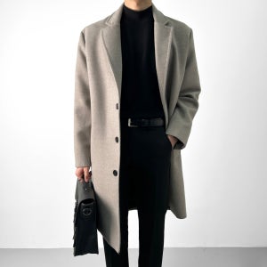 겨울 오버핏 울 싱글코트