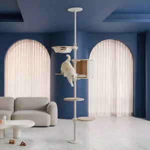 내핑하우스 캣타워 캣폴 고양이 원목 대형 캣스텝 튼튼한 먼치킨 스크래쳐 높이조절가능 풀세트