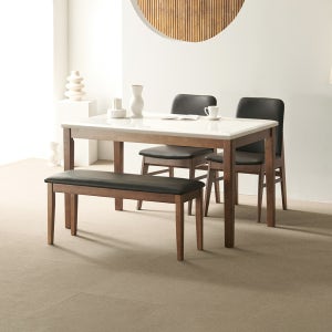 라로퍼니처 로망 1200 천연 대리석 4인 식탁 세트 (식탁+의자2+벤치1)