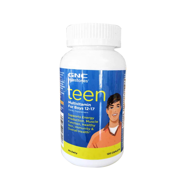 GNC 마일스톤 틴 멀티<b>비타민</b> 남자 청소년 (120캡렛)