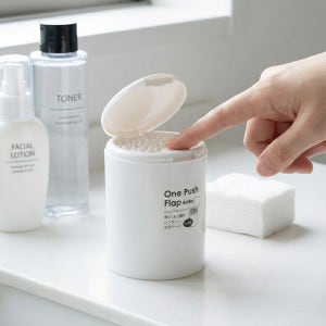 원터치 면봉 케이스 1+1 화장솜 정리함 미니 수납 보관통