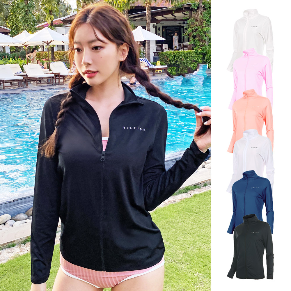 헤링본 여성 집업 래쉬가드 루즈핏 긴팔 수영복 커플 빅사이즈 비치웨어 상의 RC903W