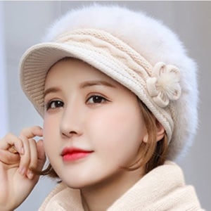중년 여성 엄마 앙고라 니트 베레모 빵 모자