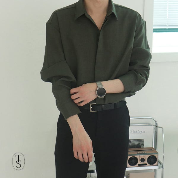 남자 셔츠 구김없는 링클프리 오버핏 실크 남성 와이셔츠 남방