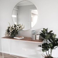 코즈 얇은 프레임 스테인레스 화이트 원형 거울 1000mm COZ-R100W1 대형 거울 현관 전실 화장대 카페 화장실 욕실 거울
