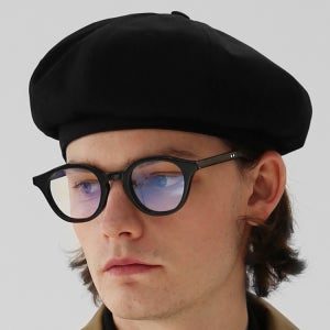 [언더컨트롤 베레모] 팔각 웨빙 스트랩 무지 면 빵모자 블랙