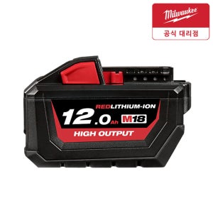 밀워키 M18 HB12 레드리튬이온 배터리 18V 전용 12Ah 고출력 M18HB12