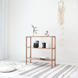 브라운 원목 3단 벤치선반 80cm