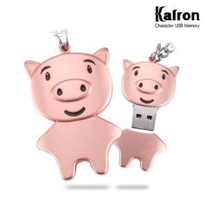 칼론 꿀꿀메탈복돼지 캐릭터 USB 메모리 128G 선물용 예쁜 귀여운 돼지 PC
