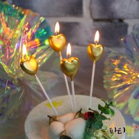 골드 하트 초 / 생일 케이크토퍼 케이크픽 메시지픽 제작 축하 토퍼 생일 파티용품