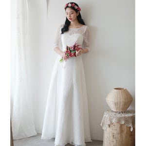 빈티지 로맨틱2 롱 셀프웨딩드레스 (XS-8XL) 스몰웨딩 빅사이즈 구매 2부 피로연