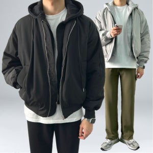 남자 항공점퍼 남성 패딩 가을 겨울 경량 숏패딩 오버핏 점퍼 ma-1 블루종 후드탈부착