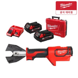 밀워키 M18 HCC-202C 충전 유압 케이블 컷터 6톤 18V 2.0Ah 배터리2개