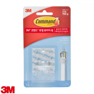 골든트리 3M 코맨드 투명 와이어 훅 다용도 벽걸이 17065 코멘드 커맨드 걸이 부착 양면테이프 벽걸이