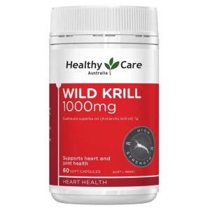 [호주건강식품]헬씨케어 와일드 크릴 오일 1000mg 60캡슐 Healthy Care Wild Krill Oil 1000mg 60 Capsules