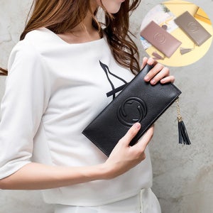 천연 리얼 소가죽 테슬 여성 장지갑 지갑