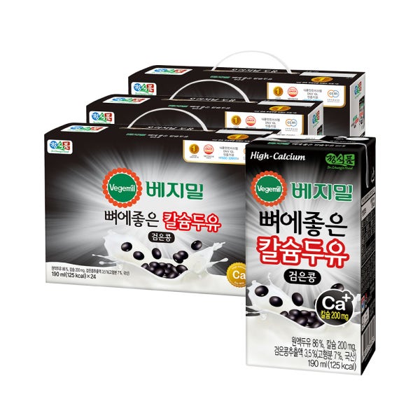베지밀-이데이몰 베지밀 뼈에좋은 칼슘 두유 검은콩 190ml 72팩 선물용 / 베스트상품모음전