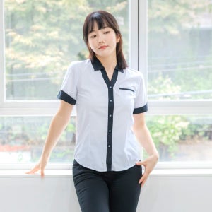 레뷰가운 블라우스 셔츠 유니폼 사무실 근무복 서빙복 단체복 여자셔츠 7부 반팔 긴팔