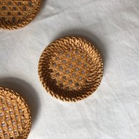 원형 라탄 컵받침 티 코스터 그리드 rattan grid tea coaster