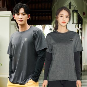 헤링본 남자 여성 루즈핏 래쉬가드 반팔 레이어드 커플 수영복 비치웨어 상의 RC104