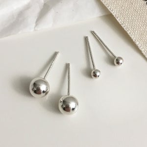 [무배] 실버925 심플 은 볼 귀걸이 (3mm, 5mm)
