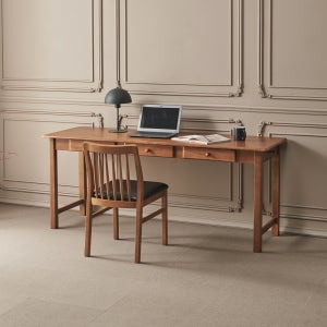 라로퍼니처 몬타 고무나무 원목 컴퓨터 서랍 책상 학생 데스크 1800x600mm, 월넛
