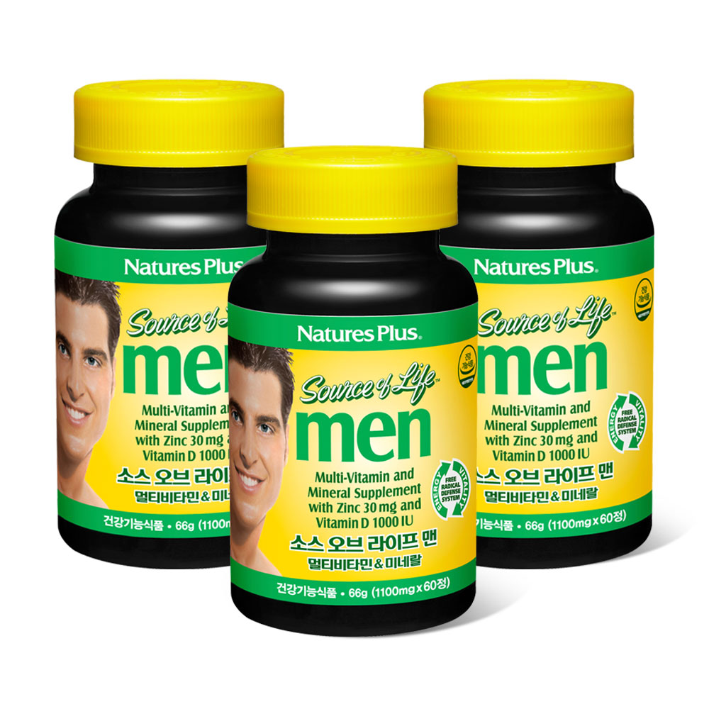 <b>소스오브라이프</b> 맨 <b>멀티비타민 미네랄</b> 60정 (60정 x 3) (유통기한 26.01.01)